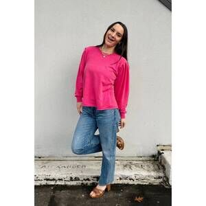 NEW MODODOC long sleeve pleated sleeve sweatshirt in fruit punch